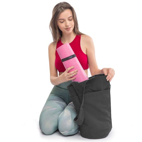 Zenifit Yoga Mat Bag ??Versatile Yoga Bag with Mat Straps & Storage Pockets, Holds Yoga & Pilates Mats, Lightweight & Durable, Full Black