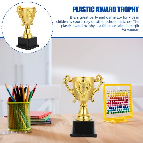 IMIKEYA Gold Trophy Cup Plastic Award Trophies Cups First Place Winner Award Trophies Cup for Sports Tournament Competition Kids Parties