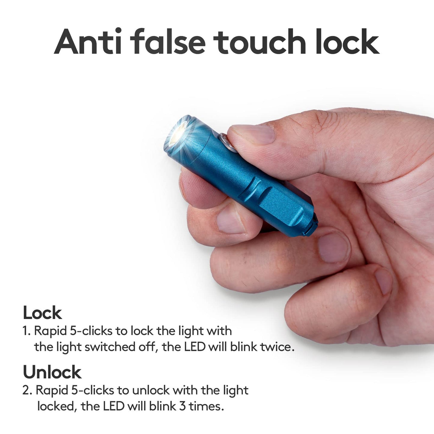 RovyVon A3 Gen 4 Mini Keychain Flashlight, Super Bright 650 Lumens, USB C Rechargeable EDC Flashlight Water-Resistant, Compact and Portable for Everyday Carry, Camping, Hiking, Emergency (Blue)
