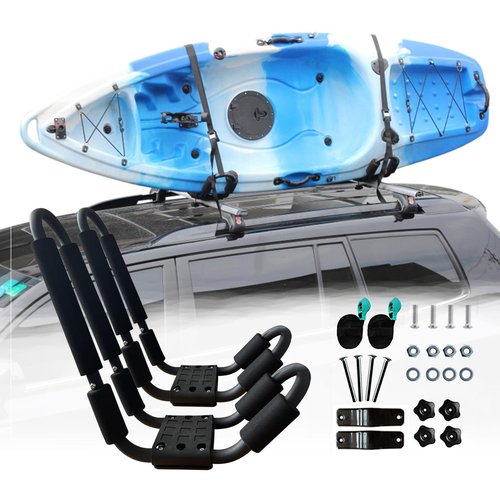 HUIMENG J Bar Kayak Roof Rack Universal Kayak Saddle Kayak Carrier Holders for Canoe, SUP, Kayaks, Surfboard and Ski Board Rooftop Mount on SUV, Car and Truck Crossbar (Kayak roof Rack)