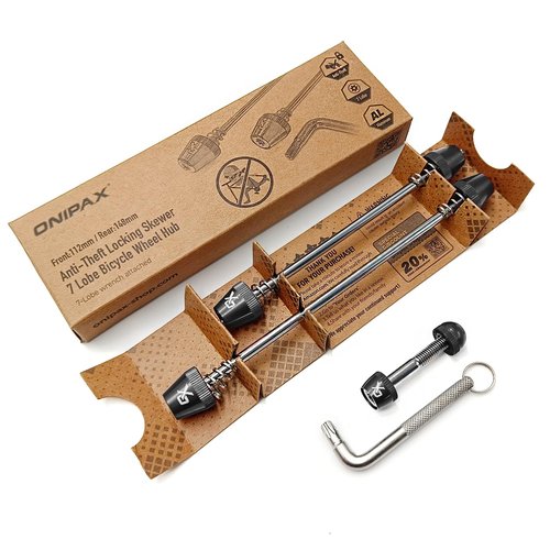 ONIPAX Bike Anti-Theft Locking Skewer 7 Lobe Bicycle Wheel Hub Secure Binder Bolt Kit with Key