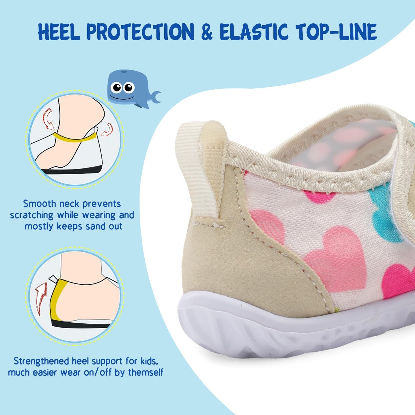 LeIsfIt Kids Water Shoes Toddler Girls Boys Swim Shoes Outdoor Quick-Dry Breathable Aqua Socks for Beach Pool Surf, Color Love, 7 Toddler