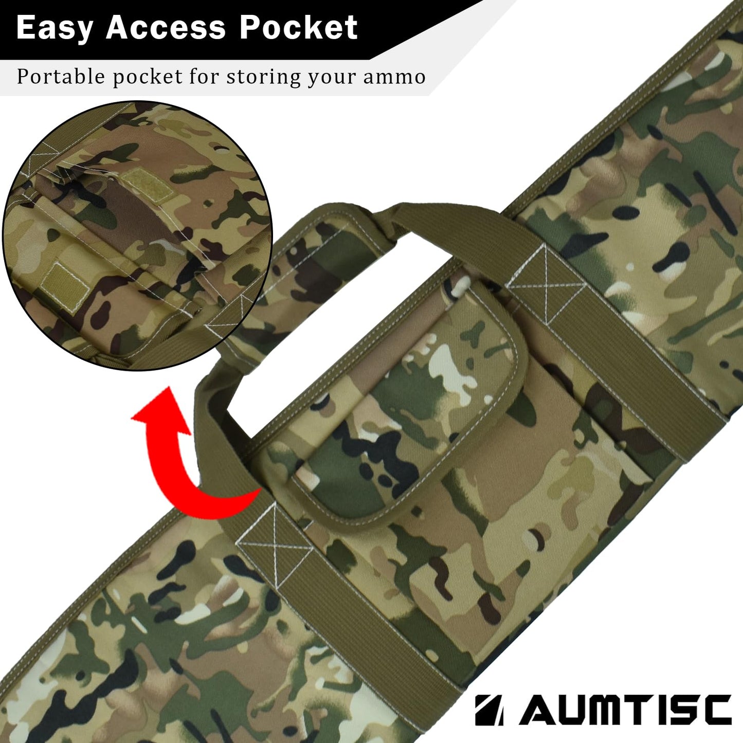AUMTISC Soft Rifle Gun Case Bag, Padded Shotgun Carrying Case Bag for Rifles Hunting Shooting with Zippered Pocket (Camo, 54"-Fits Item Up To 51")