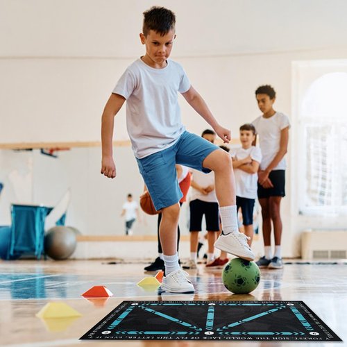 Soccer Training Mat, Non-Slip Silent Football Footstep Training Mat for Soccer Practice and Agility Drills, Enhance Footwork and Ball Control