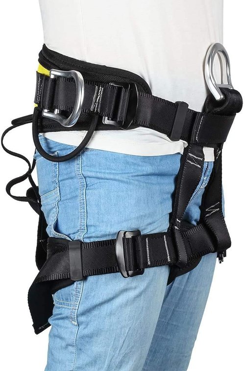 HandAcc Climbing belts, Thicken Professional Safety Belt with Magnesium Alloy Connection Ring, Outdoor Momentum Belt for Rock Climbing, Fire Rescue, Rappelling