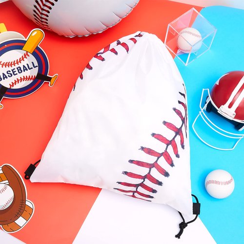 Frienda Baseball Drawstring Backpack Bag Baseball Drawstring Party Favor Bags for Gym Sports Teams(12 Pieces)