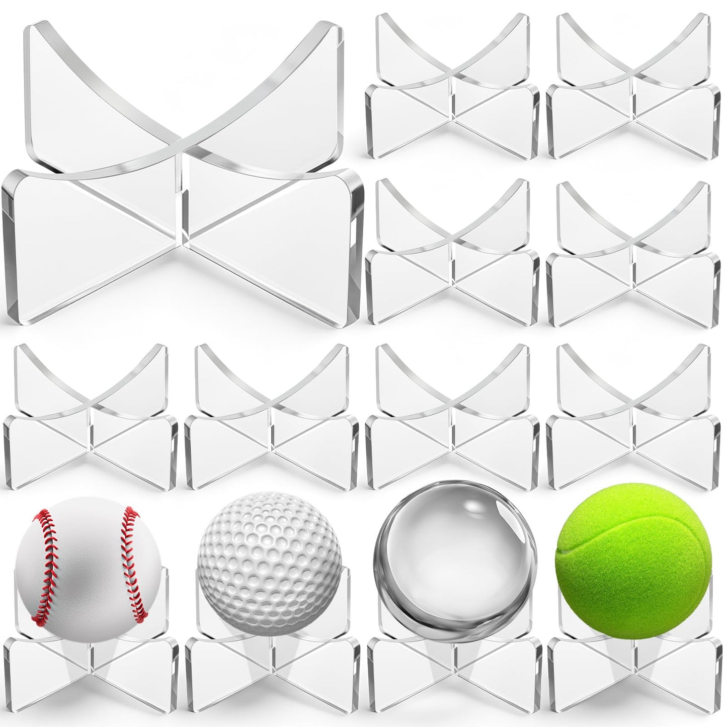 Mudder 12 Pack Acrylic Ball Stand 3.54 X1.3 Inch Bulk Clear Basketball Stand for Display Clear Ball Holder for Football Basketball Soccer Volleyball Rugby
