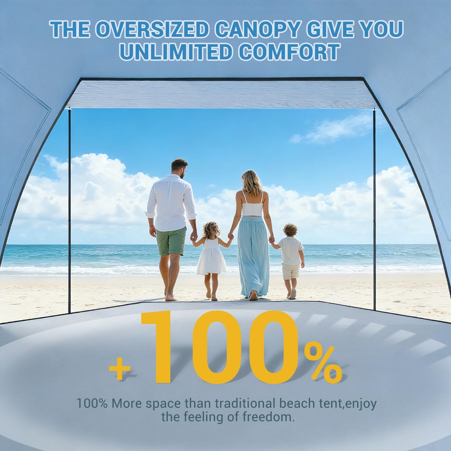 Elegear CumbreX™ Beach Tent Sun Shelter with Canopy, 4-5 Person Pop Up Beach Tent Cabana, Easy Setup UPF 50+ UV Protection Portable Lightweight Double Silver Coating Sun Shade Shelter - Dark Blue