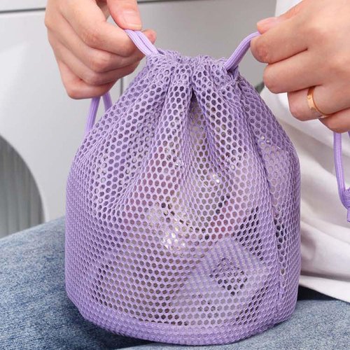 Women'S Mesh Shower Bag Hanging Drawstring Mini Backpack Suitable For Travel Swimming Sports Fitness Shopping