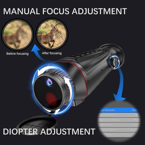 4K Digital Night Vision Monocular with Infrared Illuminator & Video Recording, 1314ft Long Distance, Manual Focus and Diopter, Night Vision Goggles Binoculars for Hunting, Camping, with 32 GB SD Card