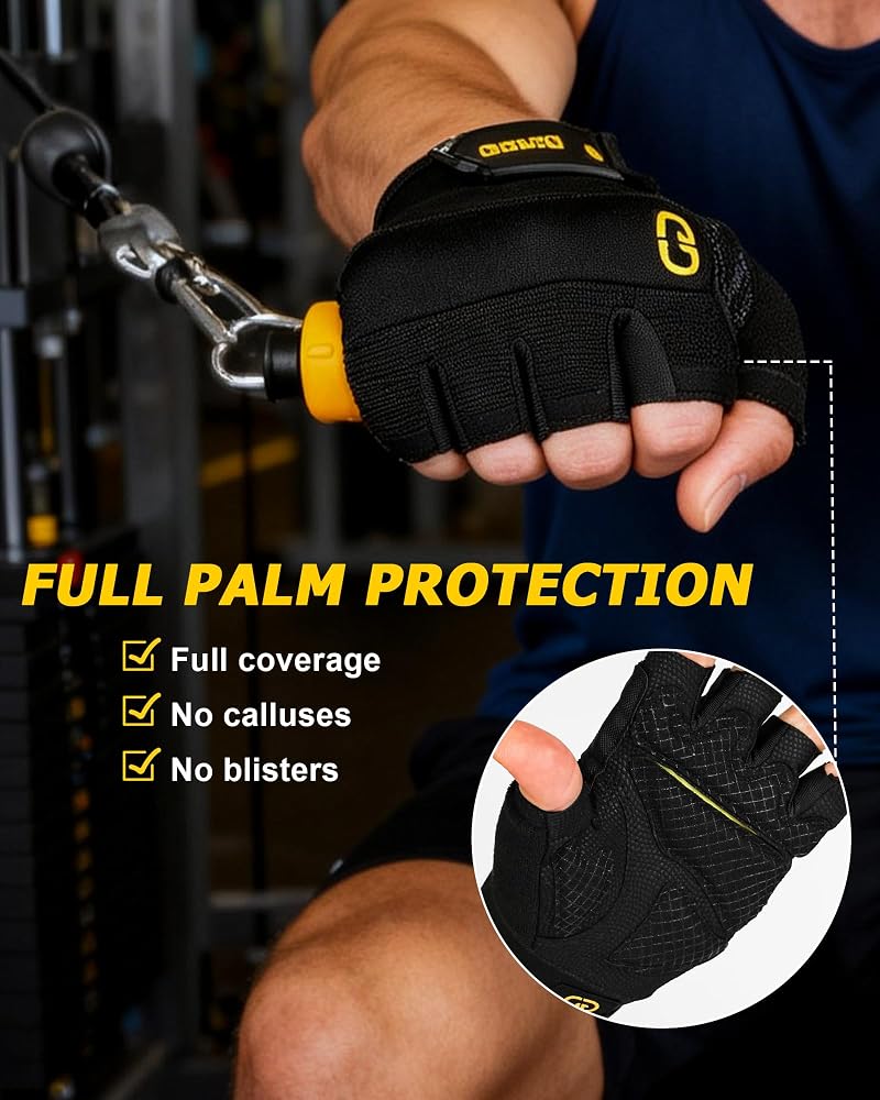 Weight Lifting Gloves for Men & Women, Fingerless Padded Gym Gloves (Small) – Non-Slip Grip, Short Wrist, Training & Cycling