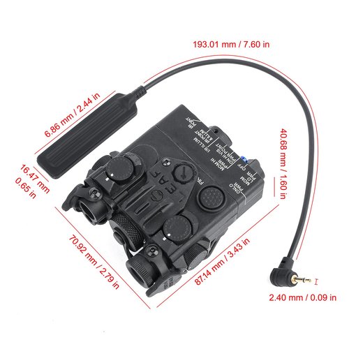 Airsoft Tactical Aiming Green Laser Sight, with 2.5mm Plug Remote Pressure Switch, with QD Quick Release Mount for 20mm Picatinny Rail