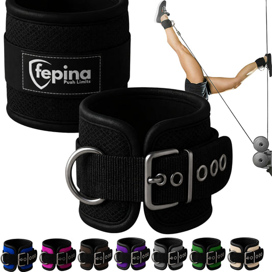 FEPINA Durable Ankle Straps for Cable Machines (2 Pack) – Adjustable Gym Ankle Cuffs for Men & Women, Heavy Duty Buckle Closure, Ideal for Glute Kickbacks, Hip Abductors, Leg & Thigh Workouts (Pink_NN, Pair)