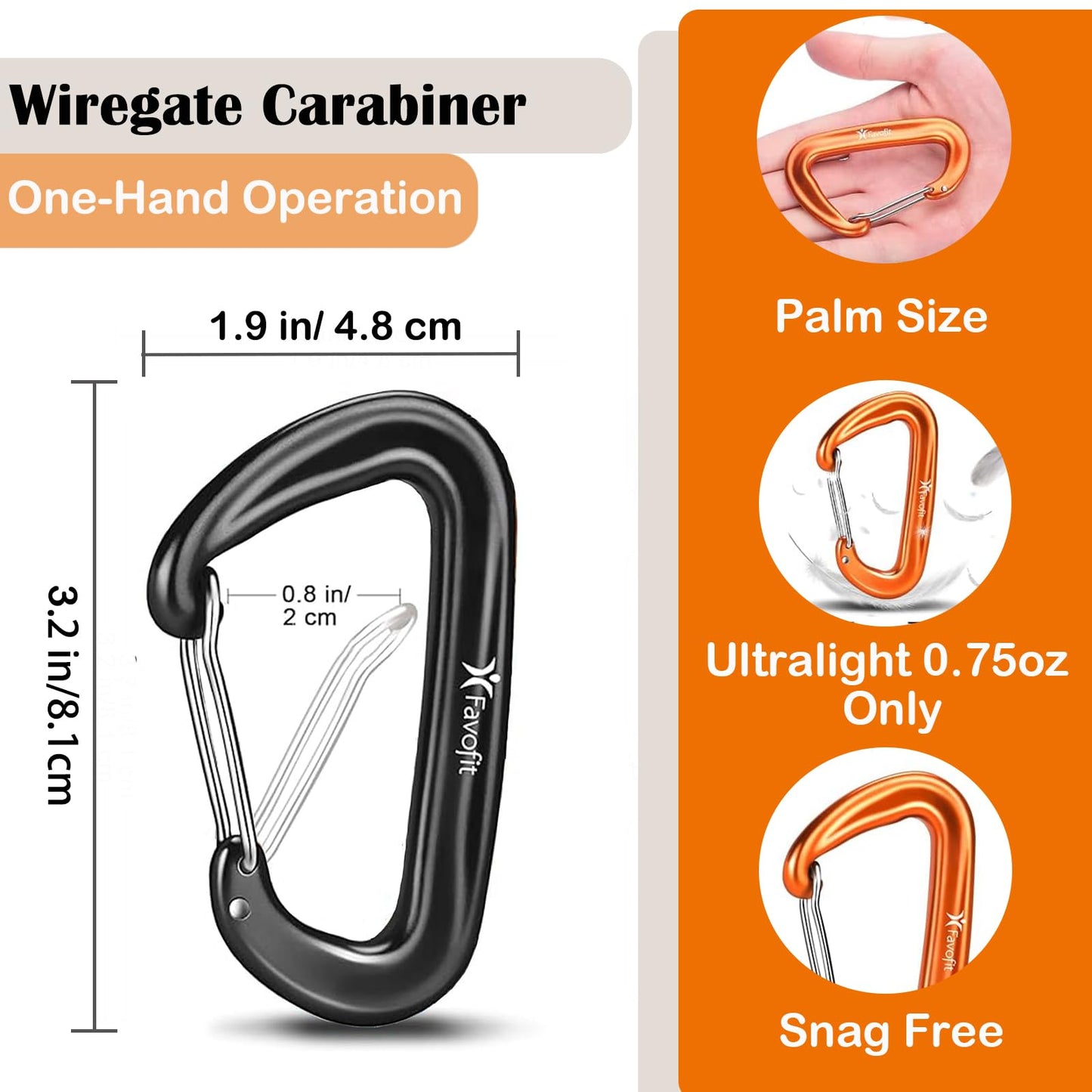 12KN Heavy Duty Carabiner Clips - 3.2" Small Carbineers for Hiking Camping Hammocks Keys Keychains Dog Leashes - Ideal for Outdoor Enthusiasts