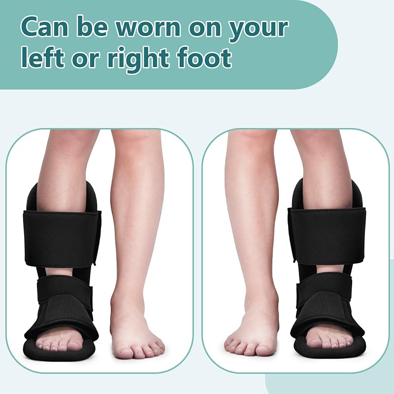 Estinko Plantar Fasciitis Night Splint – Adjustable, 3 Straps, Foam Wedges, Black Medium