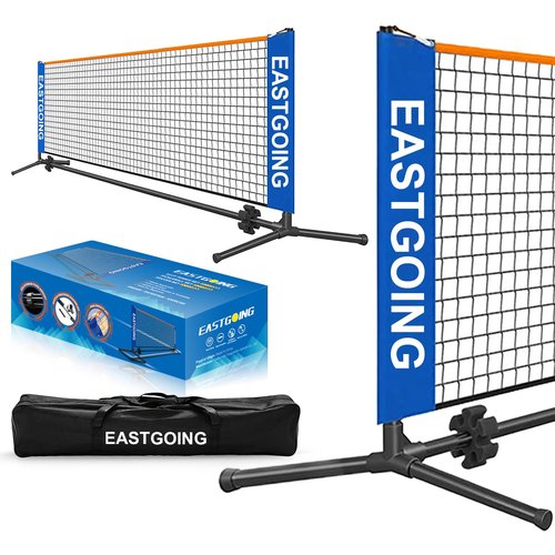 Eastgoing 10 ft Mini Portable Soccer Tennis Net | Mini Pickleball Net System with Carrying Bag for Driveway Backyard. Easy Assemble Beach Tennis Net | Tennis Practice for Indoor and Outdoor