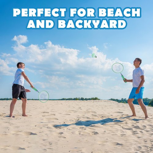 JOY SPOT! Kids Badminton Rackets Set with Soft Grip, Oversize & Lightweight Shuttlecocks Racquet with Carry Bag for Children Youth, 2 Player Sport Game for Indoor Outdoor Backyard