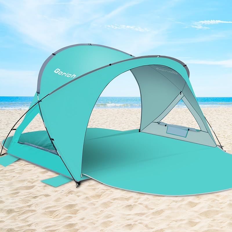 Gorich Turquoise Beach Tent Sun Shelter UPF50+ 2 Doors 66" L 48" W 42" H