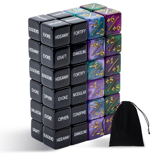 48 Pieces Abilities Keywords Counter Dice,MTG Life Counter 1/+1,Creature Stats Buff Tokens Dice,MTG Dice Set for MTG, TCG, Card Games Accessories