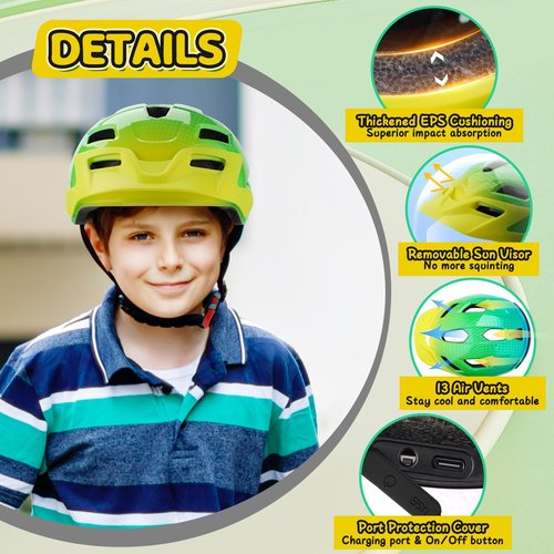 Kids Helmet, Bike Helmets with Upgrade LED Display, High Visibility, 64 Patterns, Turning & Stop Signal Light, Helmet for Kids 3-5, 5-8, 8-14, Adjustable for Youth Boys Girls, Safety Cycling, Scooter