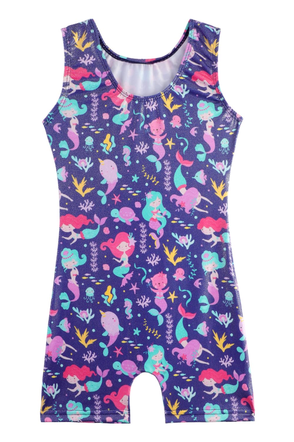 Alakuoti Toddler Leotard Gymnastics Dark Blue Sea Animal Mermaid Cheerwearing Outfits Blue Mermaid 9-10 Years