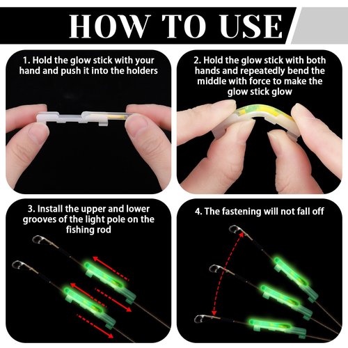 Soulchen 350 Pcs Clip on Fishing Glow Sticks Bulk for Rod Tips 1.5 Inch Mini Glow in The Dark Stick for Fishing Poles Green Small Fishing Glow Rods for Night Fishing
