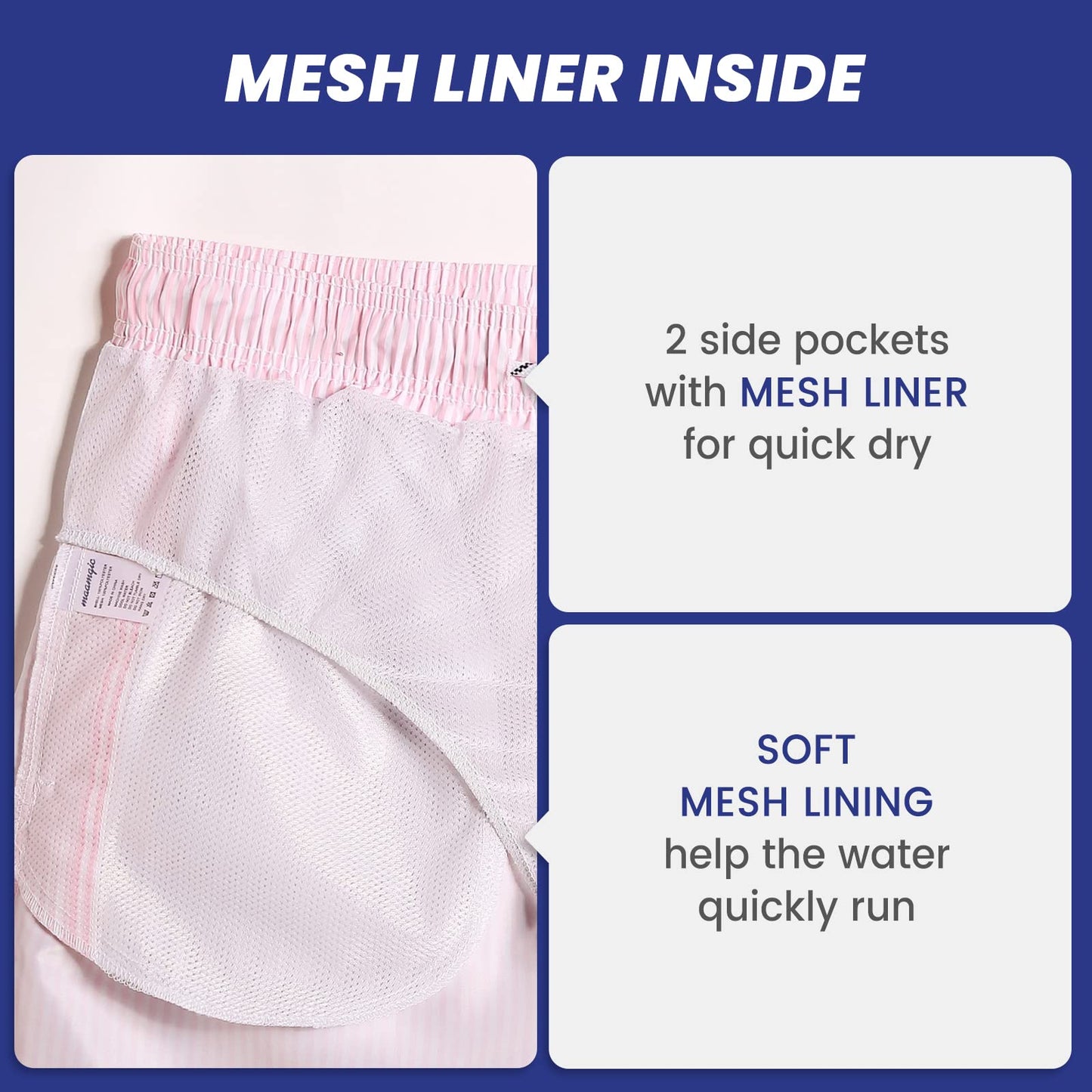 maamgic Mens 7 inch Mens Swim Trunks with Mesh Lining Quick Dry Board Shorts Mens Bathing Suits Pink Medium