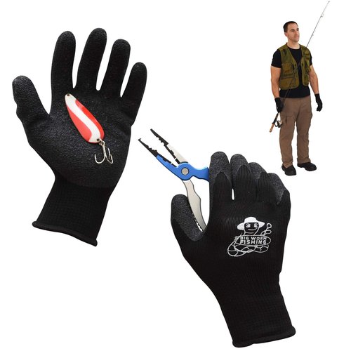 Fish Handling/Cleaning Gloves Textured Grip Palm Soft Lining Fillet Gloves ??One Size Fits Most L to XL