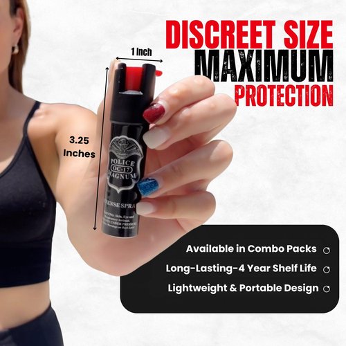 POLICE MAGNUM Pepper Spray Self Defense- Running Safety Gear- Made in The USA (2 Pack 1/2oz Joggers) (Black 2 Pack)