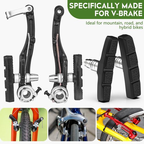 FJCTER Bike Brake Pads, 70mm Universal V Brake Pads, 4PCS Mountain Bike Brake Pads Set with Allen Wrench, Compatible with Cruiser Road BMX Hybrid Folding Bikes, Bicycle Brakes Replacement
