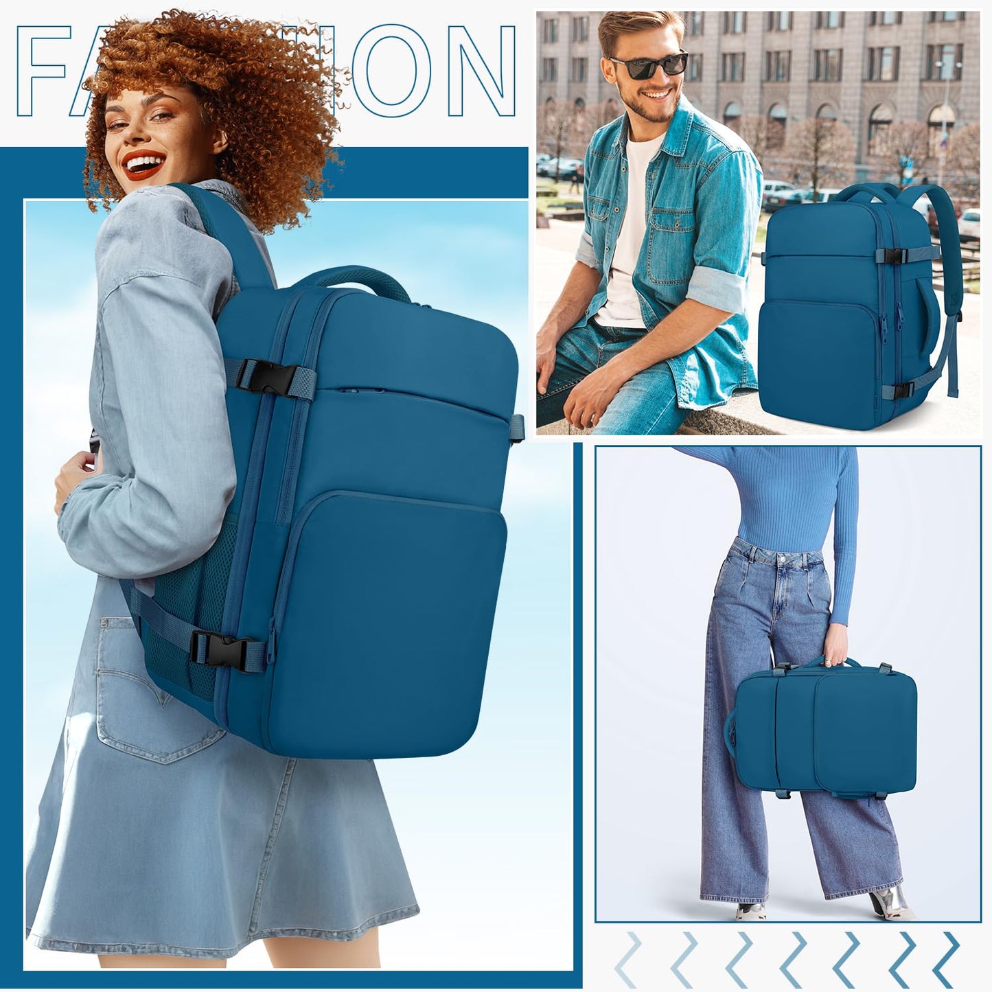 ZOMFELT Travel Backpack for Women Men, 18 x 14 x 8 inch Carry on Backpack