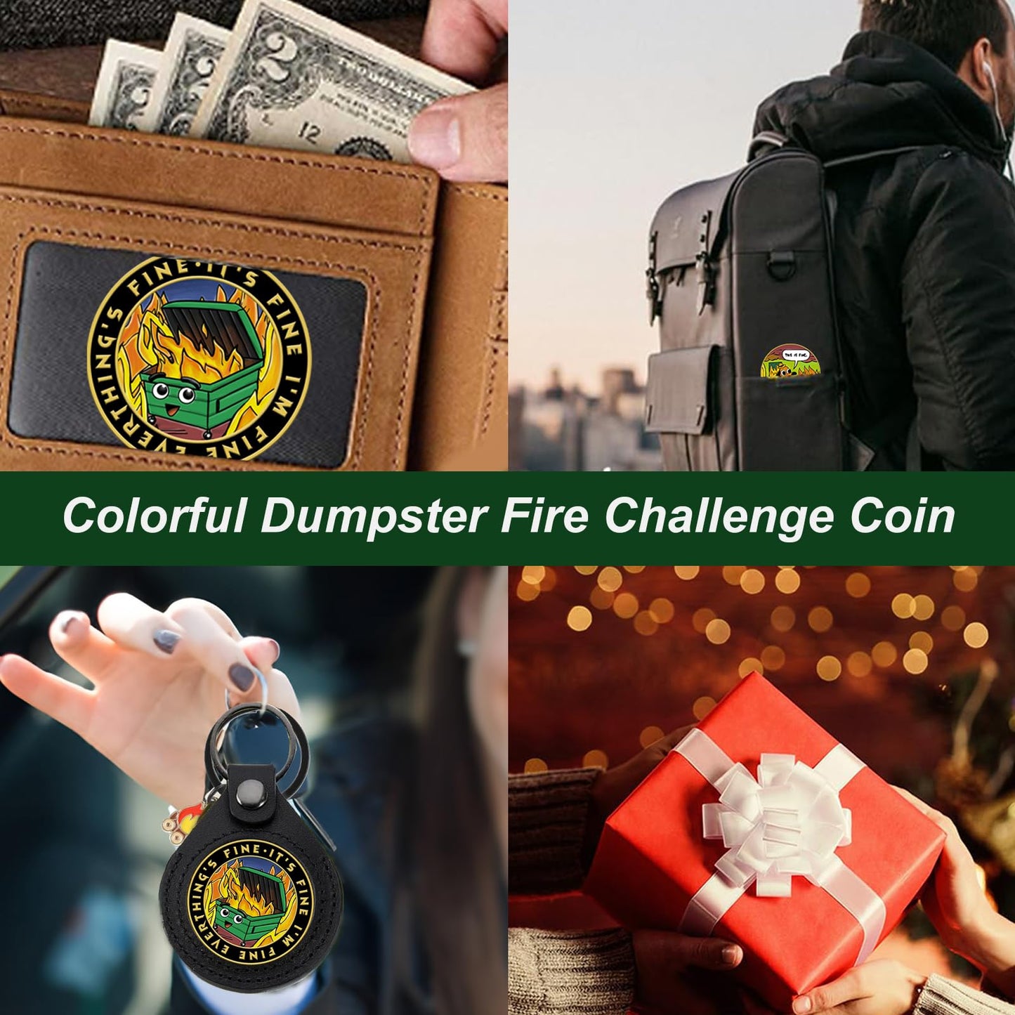 Dumpster Fire Challenge Coin - Double Sided Hilarious Medallion Funny Dumpster Fire Coins, Desk Accessories, for Staff Appreciation Gifts, Commemorative Coin Office Gifts