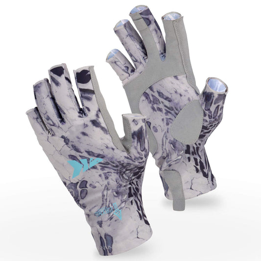 KastKing Sol Armis Sun Gloves UPF50+ Fishing Gloves UV Protection, Sun Protection for Outdoor, Kayaking, Rowing, Silver Mist, Large - X-Large