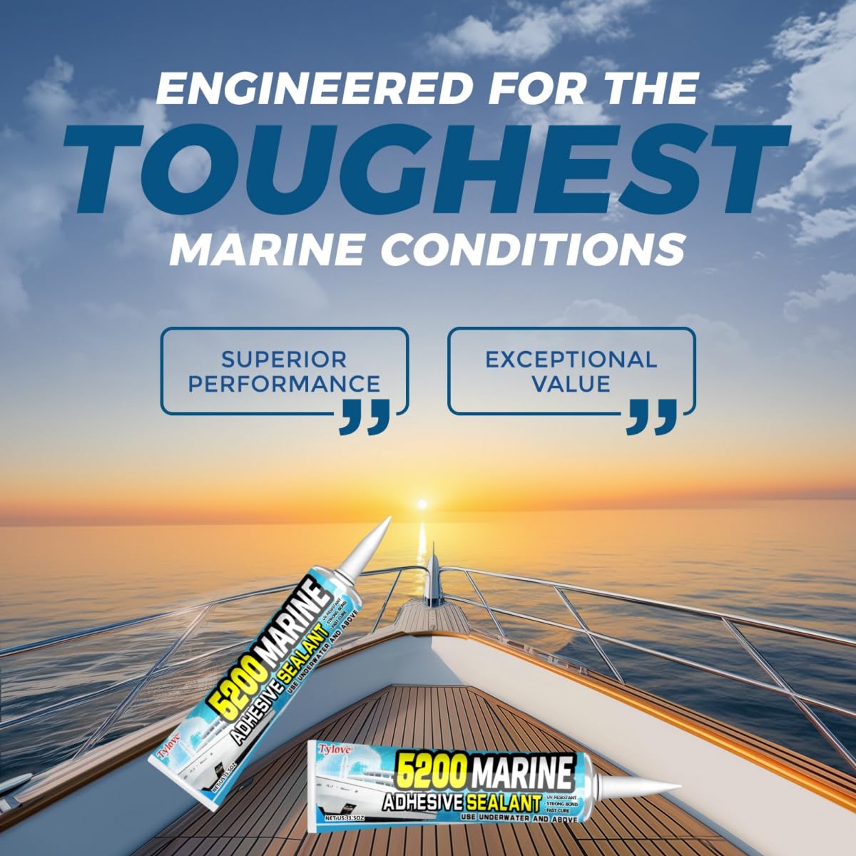 5200 Marine Sealant Adhesive Fast Cure 3oz – Permanent Waterproof Bond for Boats, RVs, Decks & Pool Tile, UV Resistant Above & Below Waterline