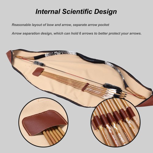 SOPOGER Archery Longbow Case 60 Inch - Traditional Long Bow Recurve Bow Case Leather A Piece Bow Carrying Bag for Outdoor Shooting Hunting