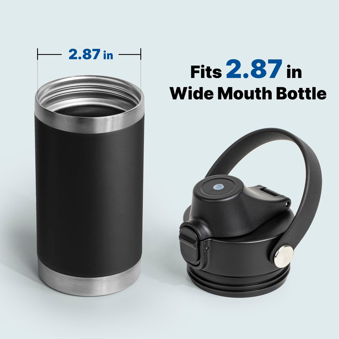 Diumepo Auto Spout Lid for Yeti Rambler 12/18/26/36/64 oz Water Bottle, Replacement Lids for YETI Rambler Bottle Chug Cap with Flexible Handle, BPA Free (Black)