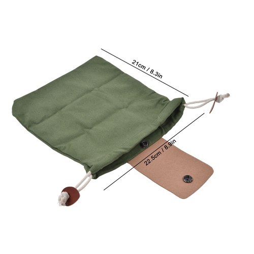 Foraging Pouch, PU Leather Canvas Mushroom Foraging Bag with Belt Loop, Metal Clasps, Collapsible Design, for Hiking Camping