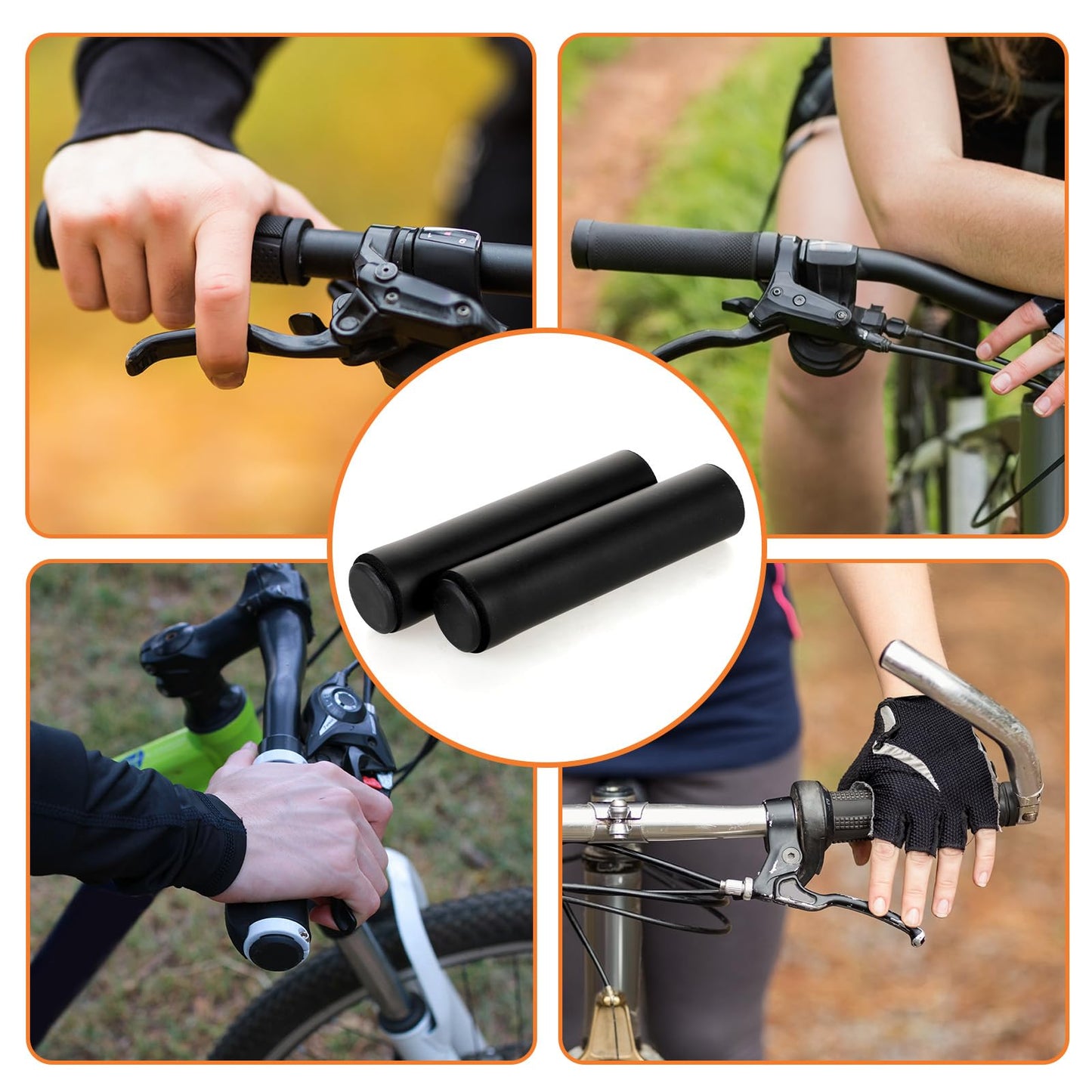 2 Pairs Bike Handle Grips, Foam Comfortable Shock Absorption Bike Handlebar Grips Sponge Covers Anti-Slip Handlebars Grip Compatible with Mountain, Scooter