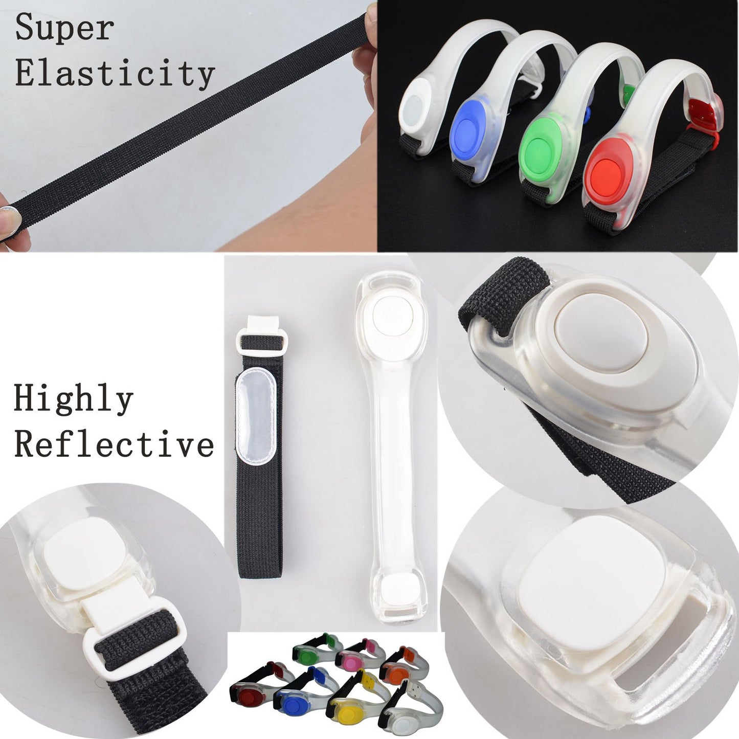 AMNQUERXUS Premium LED Light Up Armband, Reflective Adjustable Wearable Silicone Running Belt Strap/Waterproof Glow in the Dark for Running Jogging Walking Cycling Concert Camping Outdoor Sports