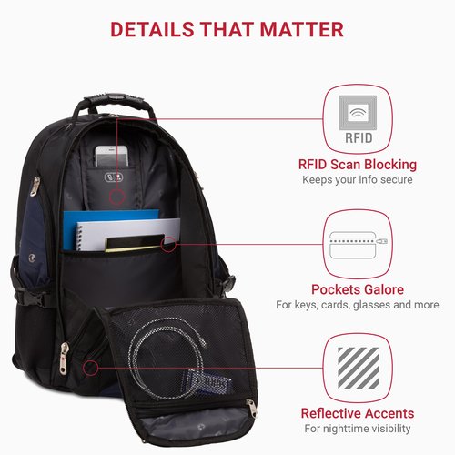 SwissGear 1900 Scansmart TSA 17 Laptop Backpack, Blue/Black, 19-Inch