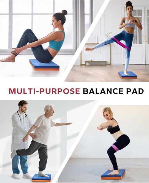 HAPBEAR Exercise Balance Pad - 15"x12" Non-Slip Textured Bottom Stability Training Mat - 2.4" Thick Soft Cushioned Foam for Physical Therapy, Core Training & Home Workouts
