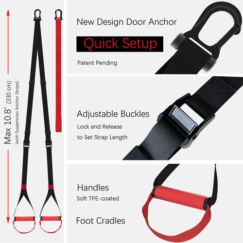OUUO Home Suspension Straps Training Kit, Gym Bodyweight fitness All in One Workout for Full Body, with Safety Sign, Big Poster&Mess Bag