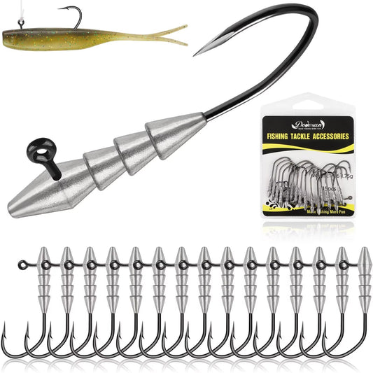 15PCS Hover Rig Jighead Swimbait Jig Heads for Bass Fishing Bass Hooks 1/0 Hover Strolling Rig Kit Fishing Jig Heads 1/8OZ