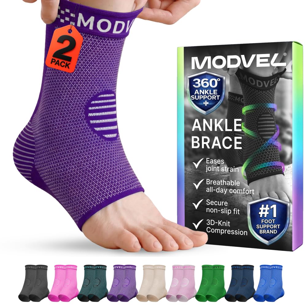 Modvel Foot & Ankle Brace Socks for Sprained Ankle Compression Sleeve - Foot Support for Women & Men - Tendonitis & Arthritis Ankle Brace Sports Running, Torn Ligaments & Women Stabilizing Ankle Wrap