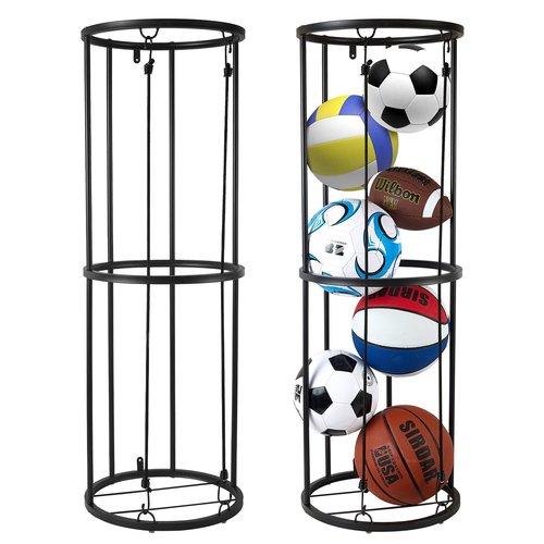 URMMIY Garage Ball Storage Rack - Wall-Mounted Vertical Ball Holder for Basketball, Soccer, Volleyball, Football - Space-Saving Sports Organizer for Garage, Home, Basement, Kids' Room, Outdoor Use