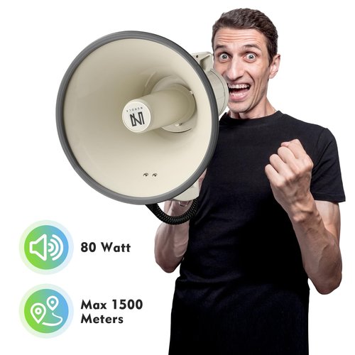 MGROLX 75w Megaphone Bullhorn, Loud Speaker with AUX(3.5mm), USB and Bluetooth Input, Built-in Siren and Recording- Rechargeable Battery-for Outdoors