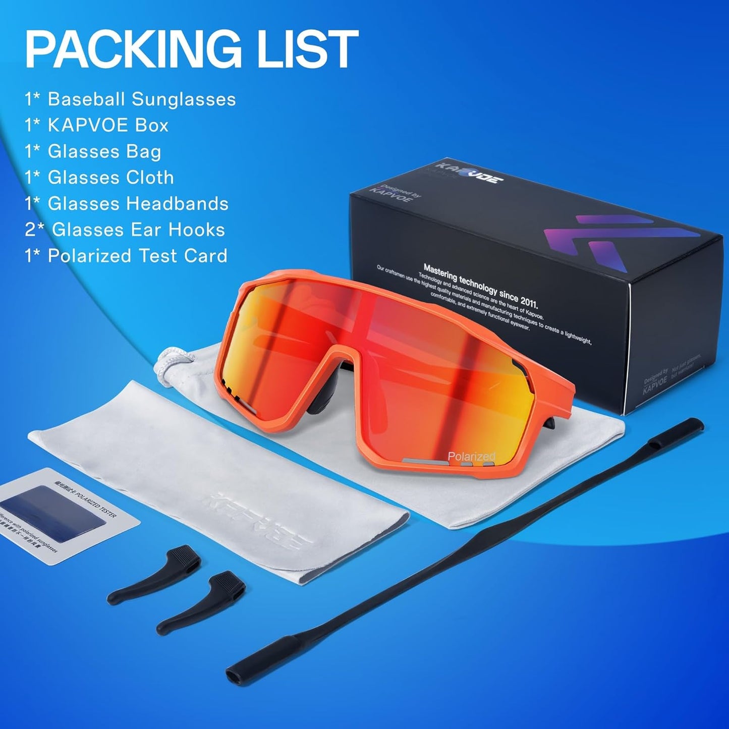 KAPVOE Kids Baseball Glasses Youth Polarized Sports Sunglasses Softball Cycling Running Shades Boys Girls Age 3-14 - K9033