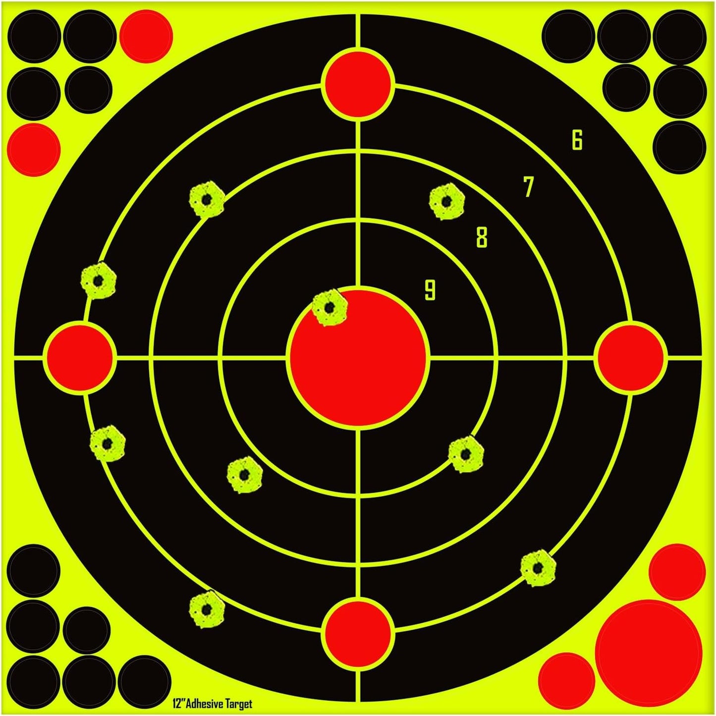 12x12 inch Silhouette Splatter Targets - Bright Fluorescent Yellow Easily seen on Impact When Hitting Target for BB Guns, airguns, Rifles, Indoor and Outdoor ranges (10/25/50 Pack)