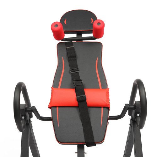YDOOLNG Inversion Table, 330lbs Foldable Inversion Table Back with Adjustable Protective Belt&Ankle Holders Polar Aurora Heavy Duty Gravity Inversion Table for Pain Therapy Training (Black&Red)
