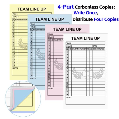 30 Baseball Lineup Cards with 4-Part Carbonless Copies, 4.53 x 7.87 Inch 16 Player Roster Sheets for Games, Softball Lineup Coaching Accessories for Coaches and Umpires